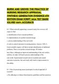 BURNS AND GROVES THE PRACTICE OF NURSING RESEARCH APPRAISAL SYNTHESIS GENERATION EVIDENCE 8TH EDITION EXAM SCRIPT 2026 TEST BANK SOLVED 100&percnt; ACCURATE