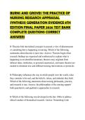 BURNS AND GROVES THE PRACTICE OF NURSING RESEARCH APPRAISAL SYNTHESIS GENERATION EVIDENCE 8TH EDITION FINAL PAPER 2026 TEST BANK COMPLETE QUESTIONS CORRECT ANSWERS