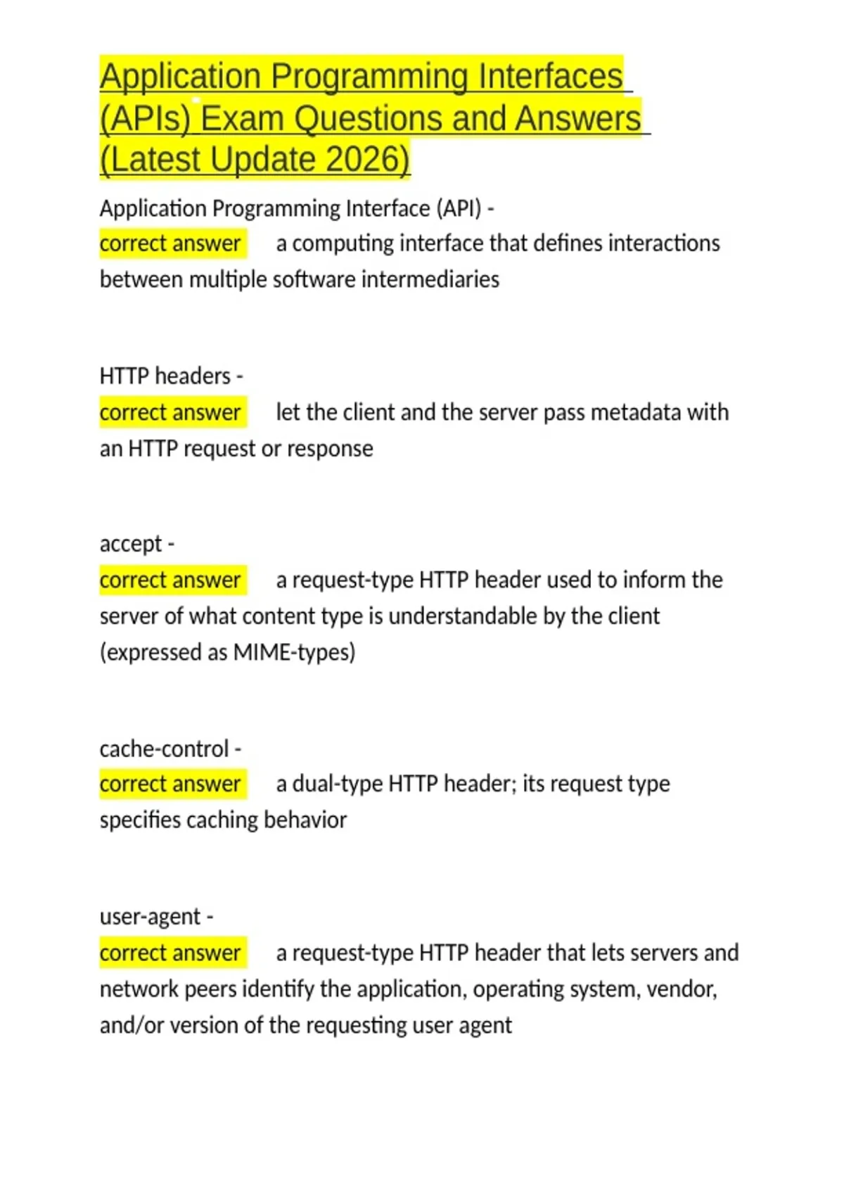 Application Programming Interfaces (APIs) Exam Questions and Answers ...