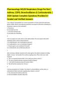 Pharmacology NCLEX Respiratory Drugs Pre-Test &vert; Asthma&comma; COPD&comma; Bronchodilators & Corticosteroids &vert; 2026 Update Complete Questions Provided A&plus; Graded and Verified Answers 