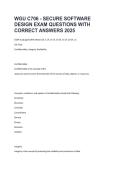 WGU C706 Secure Software Design &ndash; Exam Questions with Correct Answers 2025