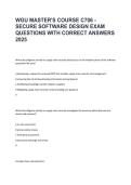 WGU Master&rsquo;s Course C706 &ndash; Secure Software Design Exam Questions & Study Guide