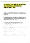PSYCH EXAM 3 STUDY GUIDE FINAL PAPER FULL QUESTIONS & ANSWERS 2026 GUARANTEED TO PASS&period;