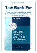 Test Bank For Advanced Nutrition And Human Metabolism 8e Sareen Gropper&comma; Jack Smith&comma; Timothy Carr &lpar;Test Bank All Chapters&comma; 100&percnt; Original Verified&comma; A&plus; Grade&rpar; Answers At The End Of Each Chapter
