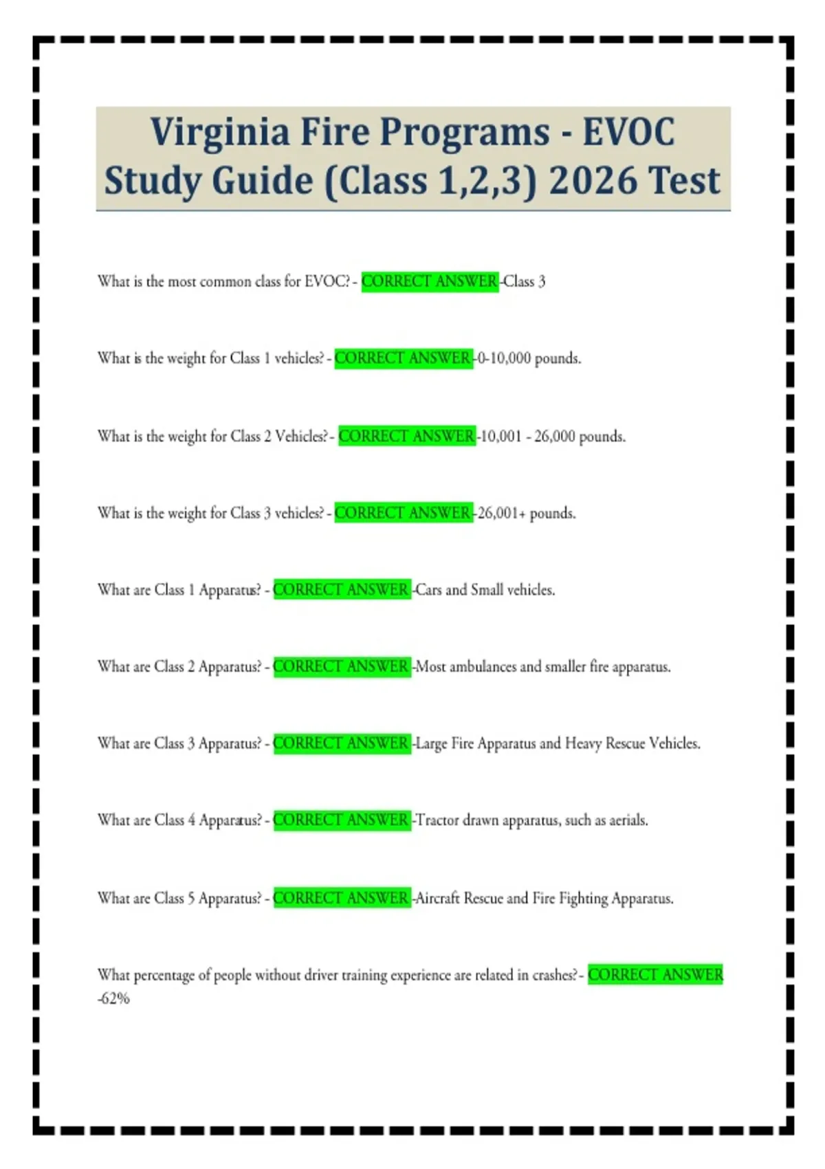 Virginia Fire Programs - EVOC Study Guide (Class 1,2,3) 2026 Test ...