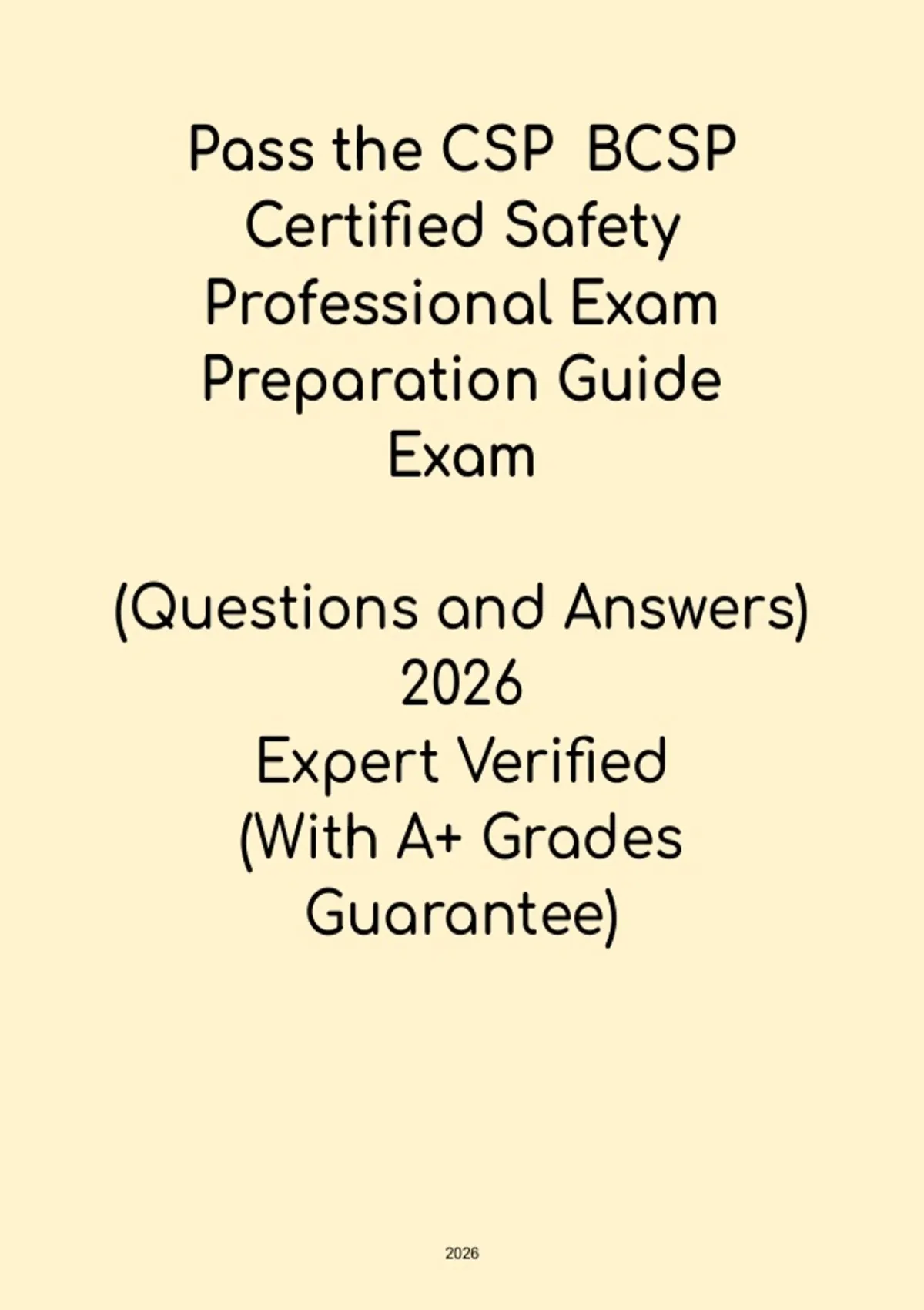 Certified Safety Professional (CSP) Exam Prep 2026 PDF - CSP ...