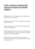 POSTAL AUTOMOTIVE TECHNICIAN FINAL PAPER 2026 QUESTIONS WITH ANSWERS GRADED A&plus;