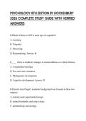 PSYCHOLOGY 8TH EDITION BY HOCKENBURY 2026 COMPLETE STUDY GUIDE WITH VERIFIED ANSWERS