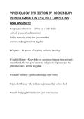 PSYCHOLOGY 8TH EDITION BY HOCKENBURY 2026 EXAMINATION TEST FULL QUESTIONS AND ANSWERS