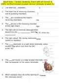 Adult Echo - Cardiac Anatomy Exam with all Correct & 100&percnt; Verified Answers &vert;Latest Version &vert;Already Graded A&plus;