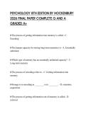PSYCHOLOGY 8TH EDITION BY HOCKENBURY 2026 FINAL PAPER COMPLETE Q AND A GRADED A&plus;