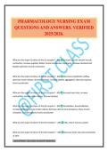 PHARMACOLOGY NURSING EXAM QUESTIONS AND ANSWERS&period; VERIFIED 2025&sol;2026&period;