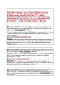  NR 602 Primary Care of the Childbearing & Childrearing Family 2026&sol;2027 Verified  Questions & Answers &lpar;A&plus; Level&rpar; Chamberlain University &ndash; Final &sol; Comprehensive Exam 