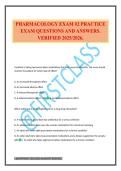 PHARMACOLOGY EXAM &num;2 PRACTICE EXAM QUESTIONS AND ANSWERS&period; VERIFIED 2025&sol;2026