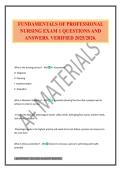 FUNDAMENTALS OF PROFESSIONAL NURSING EXAM 1 QUESTIONS AND ANSWERS&period; VERIFIED 2025&sol;2026&period;