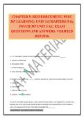 CHAPTER 5&colon; REINFORCEMENT&comma; PSYC 387 LEARNING&colon; UNIT 3 &lpar;CHAPTERS 5-6&rpar;&comma; PSYCH 387 UNIT 3 AC&period; EXAM QUESTIONS AND ANSWERS&period; VERIFIED 2025&sol;2026&period;