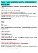 FACHE - ACHE BOG EXAM SAMPLE TEST QUESTIONS - HEALTHCARE