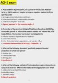 FACHE - ACHE BOG EXAM SAMPLE TEST QUESTIONS - QUALITY