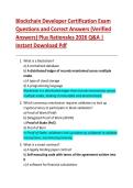 Blockchain Developer Certification Exam  Questions and Correct Answers &lpar;Verified  Answers&rpar; Plus Rationales 2026 Q&A &vert;  Instant Download Pdf 