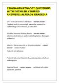 CPHON Hematology Questions & Verified Answers &ndash; Pediatric Oncology Nursing Review
