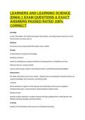 LEARNERS AND LEARNING SCIENCE &lpar;D664&rpar; 1 EXAM QUESTIONS & EXACT ANSWERS PASSED RATED 100&percnt; CORRECT