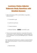 Louisiana Claims Adjuster  Elaborate Study Questions with  Detailed Answers 