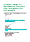 Ethical Hacking Certification Exam  Questions and Correct Answers &lpar;Verified  Answers&rpar; Plus Rationales 2026 Q&A &vert;  Instant Download Pdf