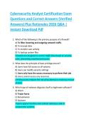 Cybersecurity Analyst Certification Exam  Questions and Correct Answers &lpar;Verified  Answers&rpar; Plus Rationales 2026 Q&A &vert;  Instant Download Pdf 
