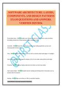 SOFTWARE ARCHITECTURE&colon; LAYERS&comma; COMPONENTS&comma; AND DESIGN PATTERNS EXAM QUESTIONS AND ANSWERS&period; VERIFIED 2025&sol;2026&period;
