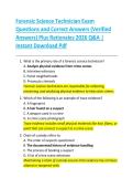 Forensic Science Technician Exam  Questions and Correct Answers &lpar;Verified  Answers&rpar; Plus Rationales 2026 Q&A &vert;  Instant Download Pdf 