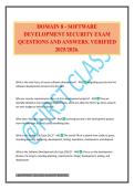 DOMAIN 8 - SOFTWARE DEVELOPMENT SECURITY EXAM QUESTIONS AND ANSWERS&period; VERIFIED 2025&sol;2026&period;