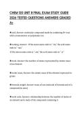 CHEM 120 UNIT 8 FINAL EXAM STUDY GUIDE 2026 TESTED QUESTIONS ANSWERS GRADED A&plus;