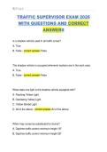 TRAFFIC SUPERVISOR EXAM 2026  WITH QUESTIONS AND CORRECT  ANSWERS 