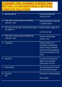 LEARNERS AND LEARNING SCIENCE D664 SECTION 1 EXAM QUESTIONS & DETAILED COMPLETE SOLUTIONS