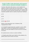 TCOLE Traffic Code Questions and Answers  &lpar;100&percnt; Correct Answers&rpar; Already Graded A&plus; 