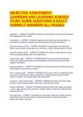 OBJECTIVE ASSESSMENT-LEARNERS AND LEARNING SCIENCE STUDY GUIDE QUESTIONS & EXACT CORRECT ANSWERS ALL PASSED