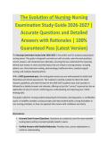 Evolution of Nursing - NURSING EXAM STUDY GUIDE 2026-2027 ACCURATE QUESTIONS AND CORRECT DETAILED ANSWERS WITH RATIONALES &vert;&vert; 100&percnt; GUARANTEED PASS <BRAND NEW VERSION>