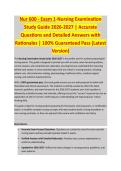 Nur 600 - NURSING EXAM STUDY GUIDE 2026-2027 ACCURATE QUESTIONS AND CORRECT DETAILED ANSWERS WITH RATIONALES &vert;&vert; 100&percnt; GUARANTEED PASS <BRAND NEW VERSION>