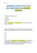 WONDERLIC EXAM LATEST 2026  WITH QUESTIONS AND CORRECT  ANSWERS 