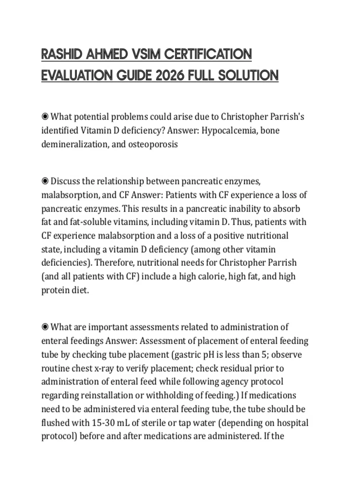 RASHID AHMED VSIM CERTIFICATION EVALUATION GUIDE 2026 FULL SOLUTION ...