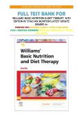 FULL TEST BANK FOR WILLIAMS' BASIC NUTRITION & DIET THERAPY 16TH EDITION BY STACI NIX MCINTOSH LATEST UPDATE GRADED A&plus;  PRINTED PDF&vert;ORIGINAL DIRECT FROM PUBLISHER &vert;100&percnt; VERIFIED ANSWERS&vert;DOWLOAD IMMEDIATELY AFTER THE ORDER