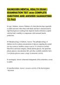 RASMUSSEN MENTAL HEALTH EXAM 1 EXAMINATION TEST 2026 COMPLETE QUESTIONS AND ANSWERS GUARANTEED TO PASS