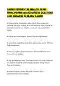 RASMUSSEN MENTAL HEALTH EXAM 1 FINAL PAPER 2026 COMPLETE QUESTIONS AND ANSWERS ALREADY PASSED