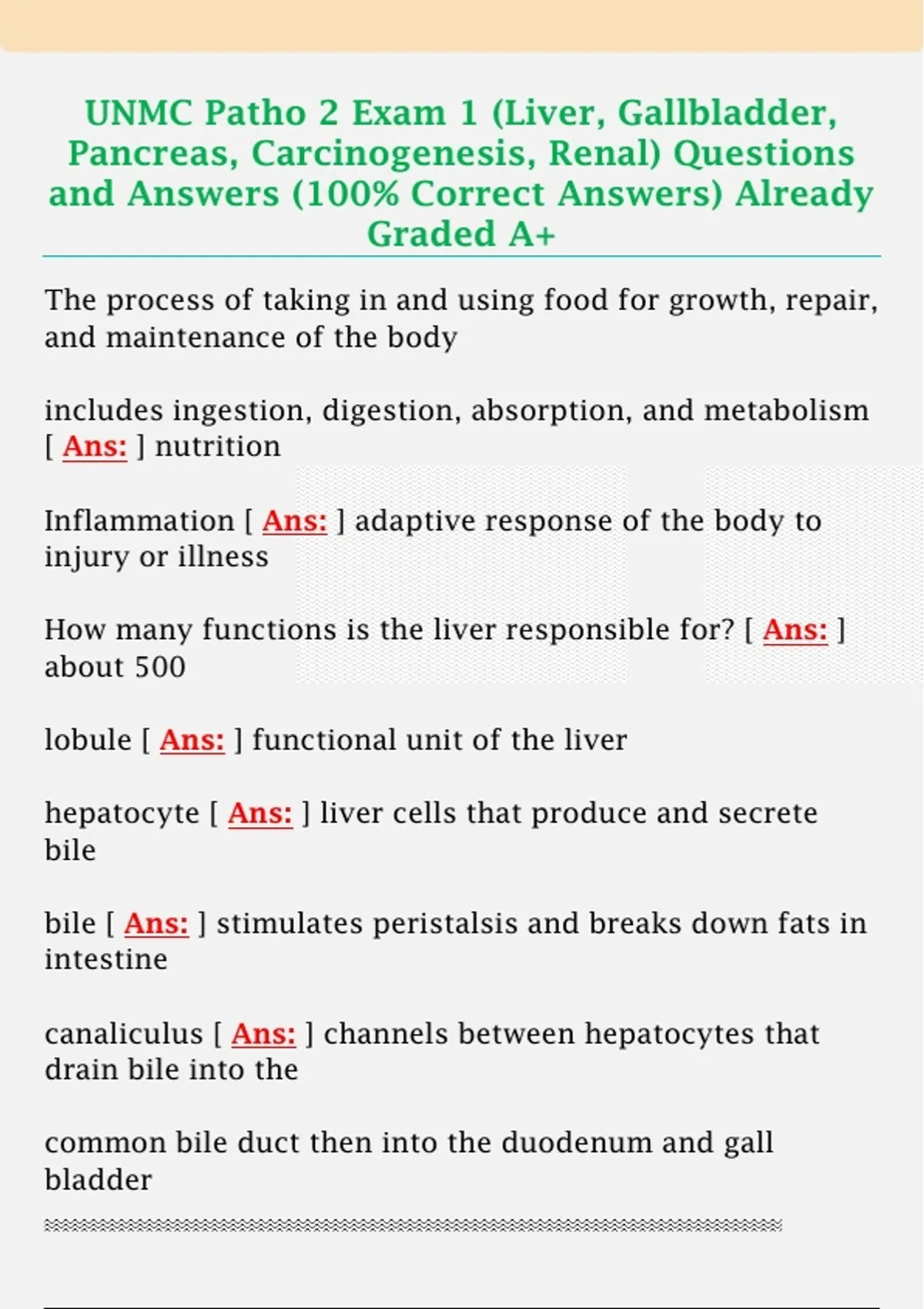 UNMC Patho 2 Exam 1 (Liver, Gallbladder, Pancreas, Carcinogenesis ...