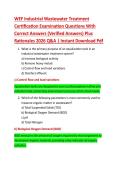 WEF Industrial Wastewater Treatment  Certification Examination Questions With  Correct Answers &lpar;Verified Answers&rpar; Plus  Rationales 2026 Q&A &vert; Instant Download Pdf