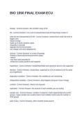 BIO 1050 FINAL EXAM ECU QUESTIONS AND ANSWERS
