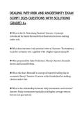 DEALING WITH RISK AND UNCERTAINTY EXAM SCRIPT 2026 QUESTIONS WITH SOLUTIONS GRADED A&plus;