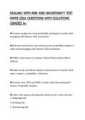 DEALING WITH RISK AND UNCERTAINTY TEST PAPER 2026 QUESTIONS WITH SOLUTIONS GRADED A&plus;