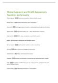 Clinical Judgment and Health Assessments  Questions and answers 
