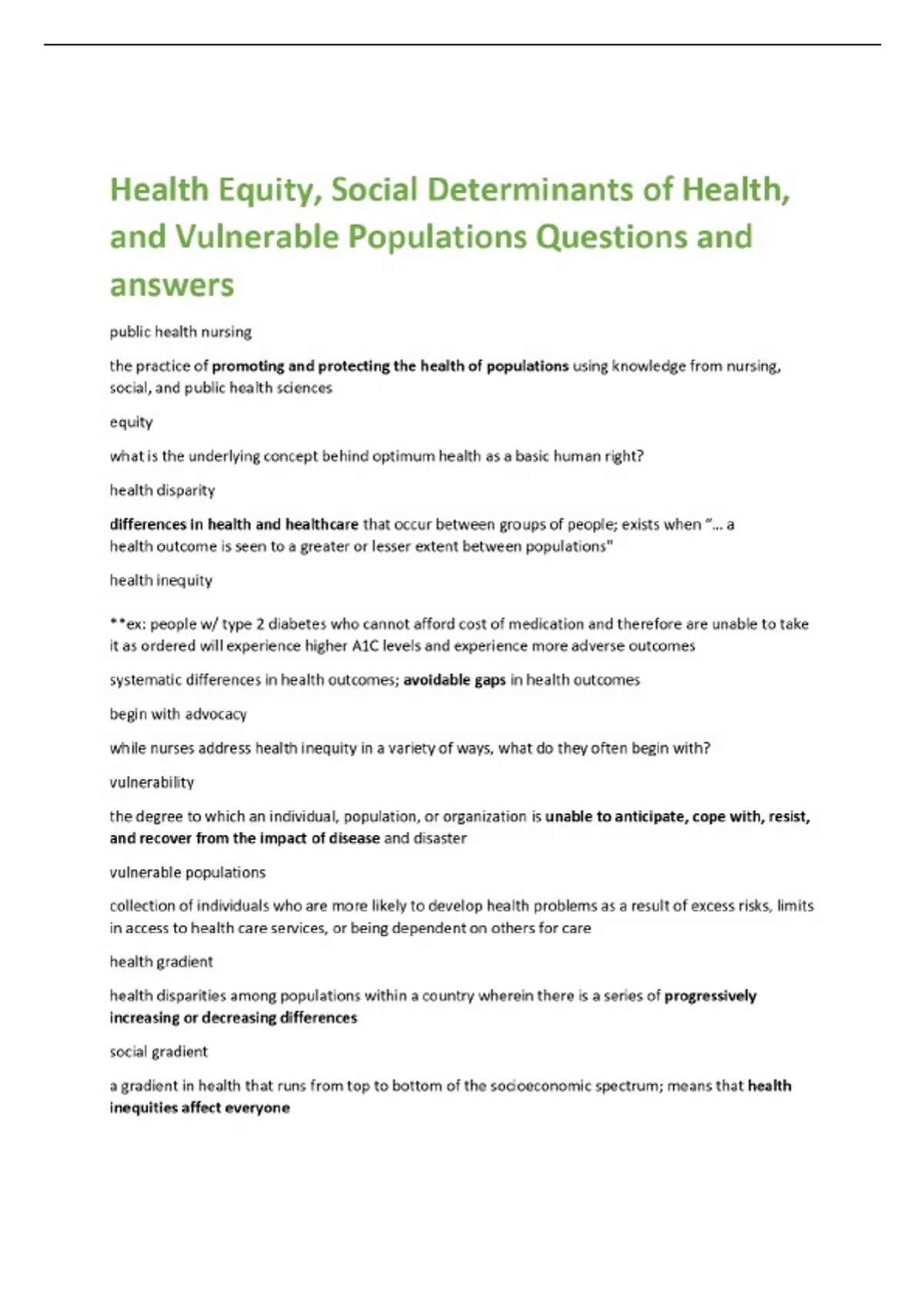 Health Equity, Social Determinants of Health, and Vulnerable ...